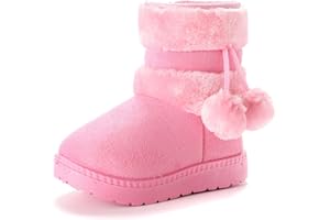 Yeeteepot Botas de Nieve para Niños Invierno Calentar Anti-Deslizante Botines Niñas Felpa Forradas Zapatos Cómodos Ligero Planas Zapatos Botas de Bebés Unisexo