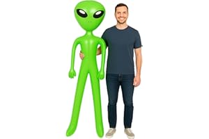 FUN FABLES Inflatable Alien 170cm (5ft 7in Approx.) – Giant Alien Party Decoration Prop for Halloween, Birthday, Space & Sci-Fi Theme Party, UFO Alien Blow-Up Toy for Kids & Adults