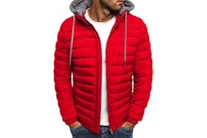 RLEHJN Doudoune Blouson Homme Hiver Chaud Manteau épais Veste Moto épaissir Chaud Slim Manteau à Capuche Hiver Veste Matelassée Zipper Basique Jacket Couleur Unie Bon Marché avec Cordon