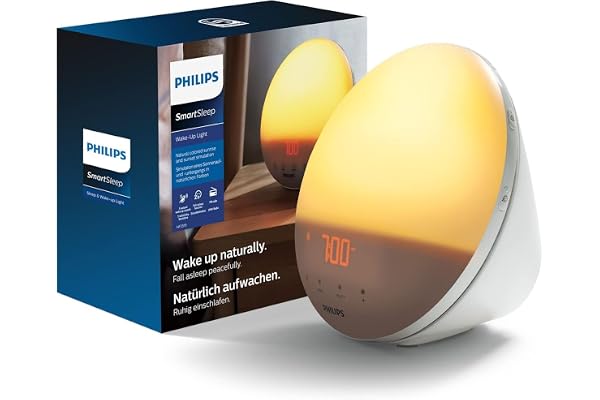 Philips Eveil lumière, Fonction Lever du soleil, 5 sons naturels, Radio FM numérique, Blanc (modèle HF3519/01)