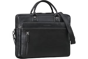 STILORD 'Syd' Bolsa de Negocios Piel Hombre Mujer Bolsa Portátil 14 pulgadas Cuero Genuino Bandolera Maletín Vintage para Trabajo y Viaje