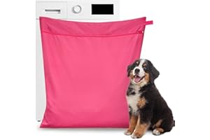 Pet Laundry Bag, Ancable Large 70cmx80cm Wash Bag for Dog/Cat/Rabbit/Guinea Pig Items Stops Hair Blocking Washer, Double-Lock Zipper & Reinforced Stitching, Fast-Drying with Hanging Loop