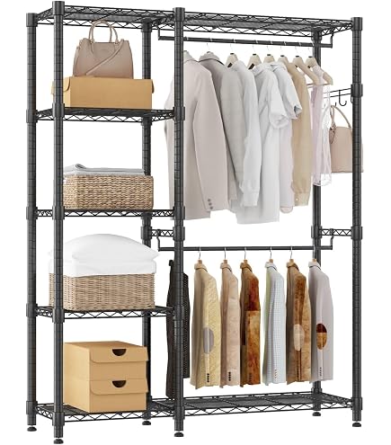 VidaXL Appendiabiti In Acciaio Nero Con Ripiani – 59x35x150 Cm – Pratico E Moderno Per Camera E Ingresso - 3