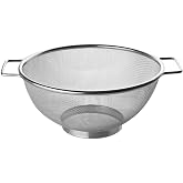 Fackelmann Kitchen Strainer and Drainer, Stainless Steel, Round Edge Sieve for Straining and Draining Liquids, 20 cm, Stainle