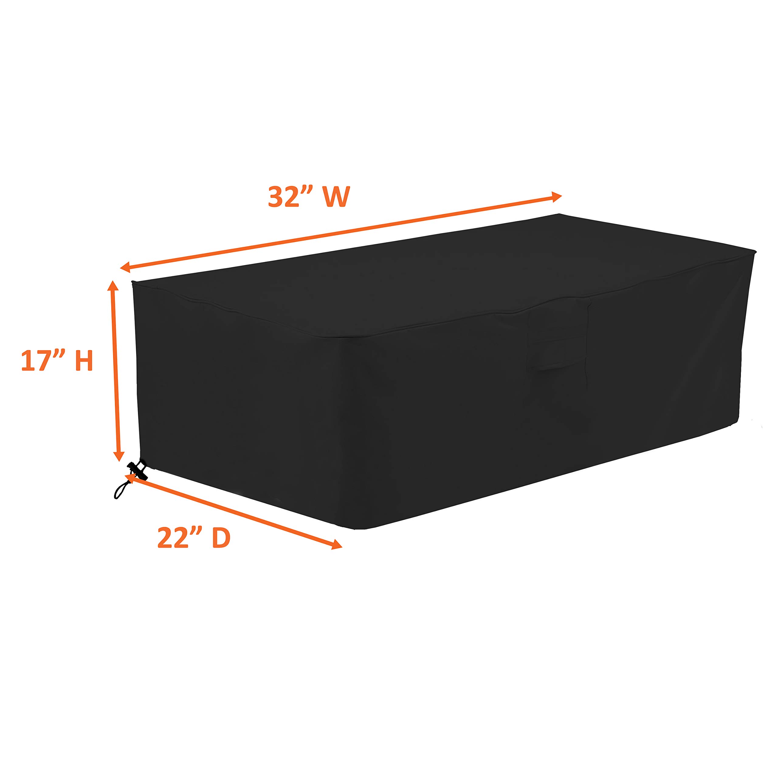 Fire Pit Outdoor Covers Rectangular Waterproof, 100% UV Resistant, 12 Oz PVC Heavy Duty Fabric with Air Pockets and Drawstring for Snug fit to Withstand Winds & Storms. – Bild 4