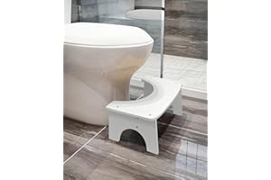 RayLove Physiologischer Toilettenhocker aus Bambus – WC-Trittbrett aus Holz – 35 Grad strapazierfähiger C-förmiger Hocker – Weiß