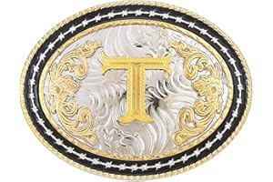 STARBRILLIANT Fibbia Per Cintura Western Da Uomo Grande Fibbia Per Cintura Da Cowboy Fibbia Per Cintura Con Iniziale Cowboy Rodeo Oro Con Lettere A Alla Z