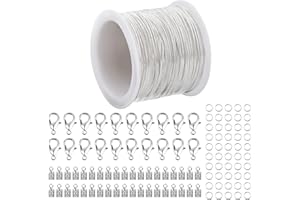 KYSUN 33 Füße Edelstahl DIY Link Kette Halsketten mit 20 Karabiner Verschlüsse, 50 Sprung Ringe und Verbinder für Schmuck Herstellung für DIY Armbänder und Kunsthandwerk