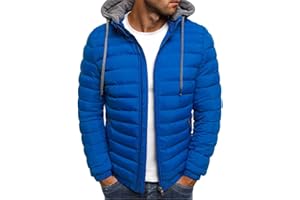 RLEHJN Doudoune Blouson Homme Hiver Chaud Manteau épais Veste Moto épaissir Chaud Slim Manteau à Capuche Hiver Veste Matelassée Zipper Basique Jacket Couleur Unie Bon Marché avec Cordon