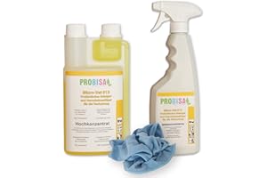 Produit Nettoyant et Éliminateur d'odeurs Bio pour Animaux, Chiens, Chats et autres Probisa Micro Vet 813 – Spray désodorisant pour intérieur avec animal, niche, litière, cage… (Ensemble complet – 0,5 litre de concentré donnent 25 litres prêt à l'emploi)