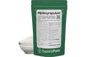 SaporePuro Mjölksyrapulver 200 g – Ren Livsmedelskvalitet – För Bageri, Mejeriprodukter, Fermenterade Drycker och Kosmetiskt Bruk