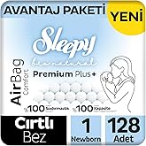 Sleepy Bio Natural Premium Plus Airbag Comfort Avantaj Paketi Bebek Bezi 1 Numara Newborn 128 Adet