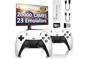 ZYGSEVE Games Stick, 20,000+ Pre-Loaded Games, 4K HDMI TV Games Console, 23 Emulators, 2 Wireless Controllers