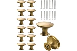 Fokroin Vintage möbelknopp mässing, 12, 30 mm, antika runda handtag, enkelhål runt handtag med matchande skruvar för skåp, lå