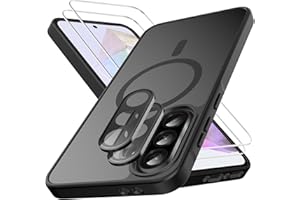 Ezanmull für Samsung Galaxy A36 5G Hülle Magnetisch Stoßfest, 2 Glas Bildschirm Schutzfolie + 2 Kamera Objektiv Schutzfolie, Transparente Anti-Fingerabdruck Hülle für Galaxy A36 5G