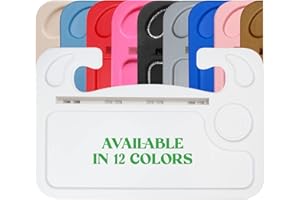 lebogner Steering Wheel Tray, Car Food Trays for Eating with iPad Tablet Slot, Multipurpose Double-Sided Hook On Travel Auto Steering Wheel Desk Table for Laptop & Notebook with Cup Holder, White