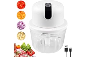 BORDEAG Picadora Electrica, 300 Ml Trituradora de Alimentos, USB Picadora Electrica de Alimentos con Recipiente de Cristal, Multifunción Picadora de Cocina Eléctrica, Trituradora para Cebollas, Ajos, Carne