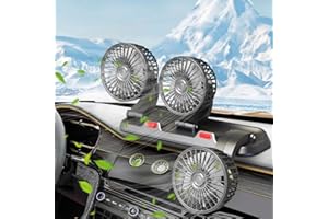 Rppiup Three Heads 5V Car Fan, Universal 360° Rotating Car Fan with Aromatherapy Box, USB Car Cooling Air Fan with 2 Speeds for Truck, Van, SUV, RV