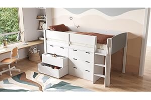 FLAIR FURNISHINGS Flair Loop Wooden Mid Sleeper Cabin Bed Storage Set - Grey