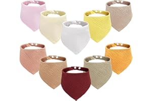 YFKJEU 10 Stück Lätzchen Baby, Dreieckstuch Baby Weiche & Absorbierende, Musselin Halstuch Baby 100% Baumwolle für Baby Jungen und Mädchen, Leicht zu Waschen