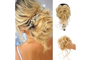 LARFRAECY Unordnung Haarknotenverlängerungen,synthetische Donut-Hochsteckfrisur, Haarteile,25 cm Haarspange für lange Barthaare,Flauschige natürliche Haare Ring Braut Cocktail Haarverlängerungen (Goldgelb)