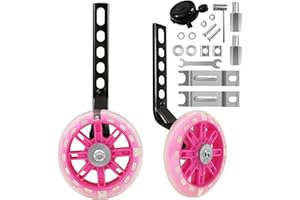 TenFans Stabilisateurs de Vélo pour Enfants - Stabilisateur Roue Velo Enfant pour Vélo Enfant 12 14 16 18 20 pouces, Roues d'entraînement de Vélo Réglables avec Roues Flash Muettes