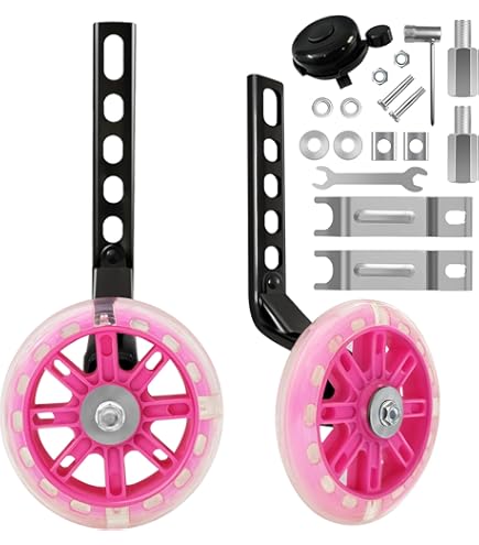 Reliable adjustable training wheel system for kids bicycles with sturdy metal de