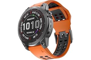 ISABAKE 22 mm Bracelets de Remplacement pour Fenix 7/Fenix 5 Plus/Fenix 5/Fenix 6/Fenix 6 Pro/Epix/Forerunner 935/945/Approach S60/Quatix 5, Bracelet Sport en Silicone Bicolore de 22mm,Hommes/Femmes