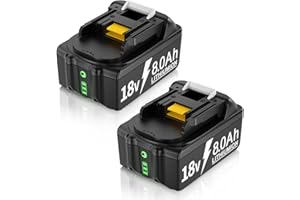 BATTOOL Batterie de Rechange pour Makita 18V: 2pcs 18V 8,0Ah Li-ION Batteries Compatible avec BL1860B BL1850B BL1860 BL1830 BL1815 BL1835 BL1845 BL1850 LXT-400 avec LED