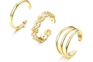 Diamday 925 Sterling Silber Zehenringe für Frauen Hypoallergene Einstellbare Offene Zehenringe Mood Silber Gold Zehenring Blumenband Zehenring Sommer Strand Fuß Schmuck Set