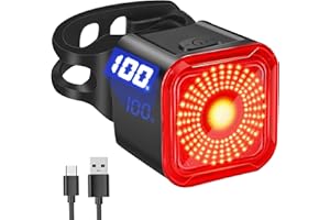 DARKBEAM Bike Tail Light with LED Display Screen, USB-C Rechargeable 6 Light Modes, IP55 Waterproof Bicycle Taillight for Night Riding, Super Bright Rear Bike Light for Road Mountain, Cycling