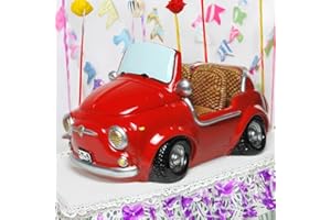 ‎KREMERS SCHATZKISTE Kremers Schatzkiste Spardose Mini Auto 16cm Sparschwein Sparbüchse Führerschein Sparkasse rot Polyresin Handbemalt Comic Style mit Propfen Cabrio Flitzer Geburtstag