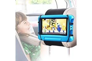 WONNIE Upgraded Car Headrest Mount Holder, Tablet Holder for Kids in Back Seats, Anti-Slip Strap and Holding Net,Angle-Adjustable/Fits All 7 Inch to 12.9 Inch Tablets