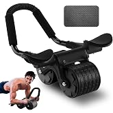 Rodillo abdominal con soporte para codos, con rebote automático, con alfombrilla para rodillas para hombres y mujeres, entren