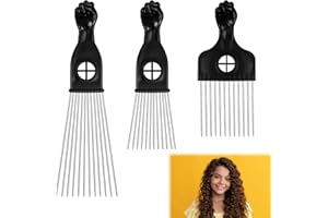 tao pipe 3 Piezas Peine Afro Metal Peinetas Africanas Metal Afro Peine para Pelo Rizado Peine Desenredante Para Hombres y Mujeres( Negro)