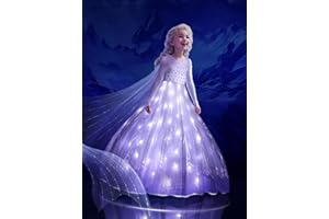 UPORPOR Princess Costume for Girls - Light Up Princess Dress Up for Girls Aged 3-10, Fancy Dress for Kids Toddlers Birthday Halloween Christmas