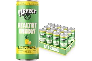 Perfect Ted Healthy Energy Drink | Pineapple Yuzu Box of 12 x 250ml Cans | Clean Energy Drink Gift Set | All-Natural Sustained Energy | 13KCAL | 80MG Caffeine Per Can