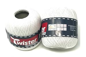 Twister Häkelgarn Handstrickgarn Baumwollgarn 2x100g (weiss)