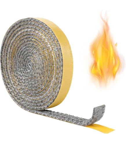 Guarnizione Autoadesiva Antifuoco In Fibra Di Vetro Per Forni E Camini | Resistente Fino A 500°C, Spessore 3mm, Larghezza 10mm, Lunghezza 3m