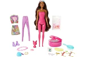 Barbie Color Reveal Peel Doll Set with 25 Surprises Including Pink Peel-able Doll & Pet, 16 Mystery Bags with Clothes & Accessories for Unicorn-Inspired Looks; 4Color-Change Features; Gift 3YO & up