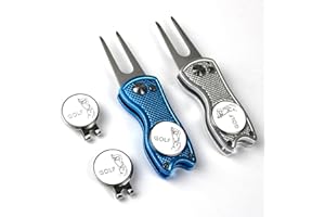 ‎KOFULL Kofull Golf Pitchgabel +Ball Marker+ hat Clip Switchblade Golf grün Reparaturgabel tragbar und klappbar,