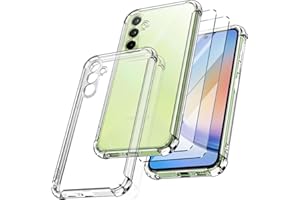New&Teck - Funda para Samsung Galaxy A35 5G + 2 Vidrio Templado Protector de Pantalla, Funda de Silicona TPU Flexible, Bumper con Esquinas reforzadas, protección Clara.