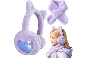 SEDEX Ear Muffs Kids Winter Girls Earmuffs Cute Fluffy Ear Warmer Childrens Plush Thermal Furry Sequin Ear Covers Windproof Soft Headband Outdoor Sports Faux Fur Ski Cycling Headwear Mint