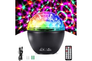 Disco Lights, Alfaview 16 LED Colors Sound Activated Disco Ball Light With Bluetooth Speaker Stage Lihgts With Remote Control&USB Cable &Battery Disco Ball Light Rotating for Bar,Kids Birthday,Party