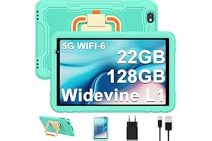 JUEDUR Android 14 Tablet 10 cali, 22GB RAM 128GB ROM(TF 1TB), 2.4G+5G WiFi6, 8000 mAh, Widevine L1, 8 Rdzeni 2,0 GHz, wyświetlacz HD 1280 x 800, Bluetooth 5.0, Obracany o 360°EVA Case - Zielony