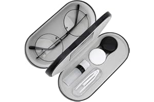 ‎MOKO MoKo Glasses Case, Double-Sided Glasses Case with Mirror, Portable, Scratch-Resistant, Double Case for Glasses, Should Glasses, Reading Glasses, Contact Lenses