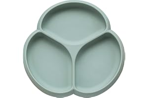 glitter&spice Assiette Ventouse Pour Bébé Assiette Silicone Bébé 6+ Mois Jeunes Enfants Garçons et Filles Sans BPA Utilisé Dans Four à Micro-ondes, Lave-vaisselle(SAGE)
