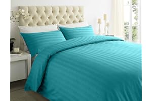 Sapphire Collection, 100% in cotone egiziano Stripe TC400 copripiumino Federe di tutte le dimensioni, Teal, Super King