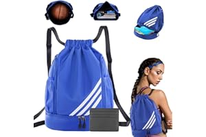 WDJLNZB Zaino Sacca Sportiva, Sacche Palestra Zaino Coulisse, Borsa Coulisse Impermeabile Sacche Sportivo per Basket, Zainetto da Palestra alla Moda per Viaggio,Secco-bagnato Separato Zaino Calcio