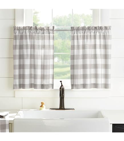 Elrene Home Fashions Bauernhaus-Vorhang – 132x274 Cm, Buffalo-Check, Raumverdunkelnd, Polyester/Leinen